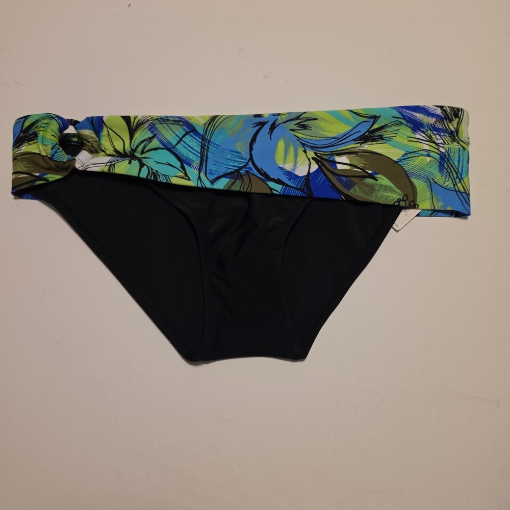 Baltex Tropical Floral Print Blue Green Black Bikini Bottom Swimwear Size 12